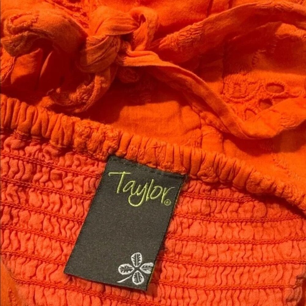 TAYLOR - Orange Eyelet Midi Dress – Tie Strap Sundress, Ruffle Hem, Summer Boho - Picture 6 of 6